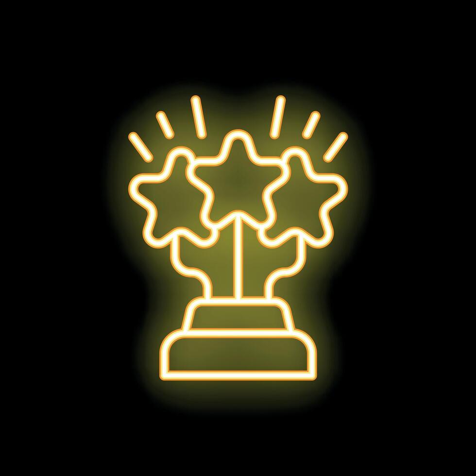 Neon icon of three stars trophy shining on black background vector