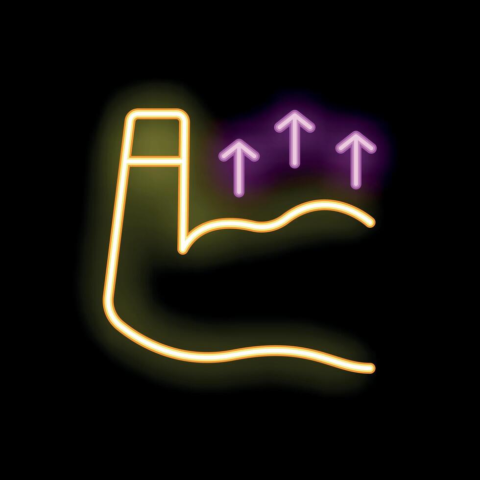 Bicep muscle increasing neon sign showing fitness progress vector