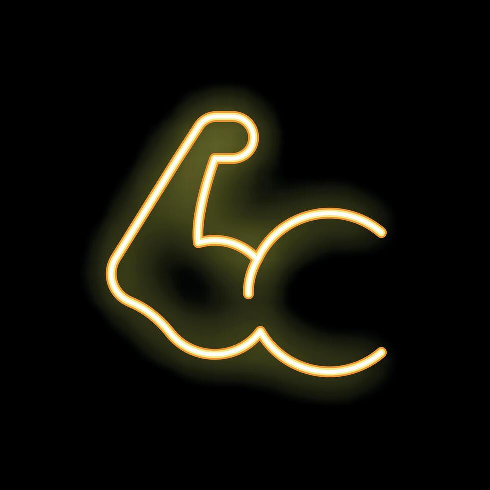 Neon sign showing biceps flexing muscle icon vector