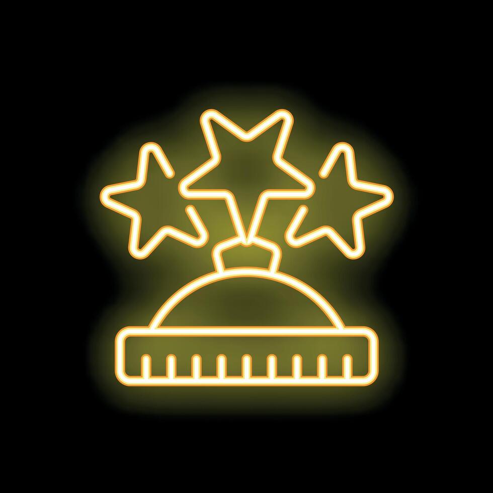 Neon winter hat glowing with three stars on top vector