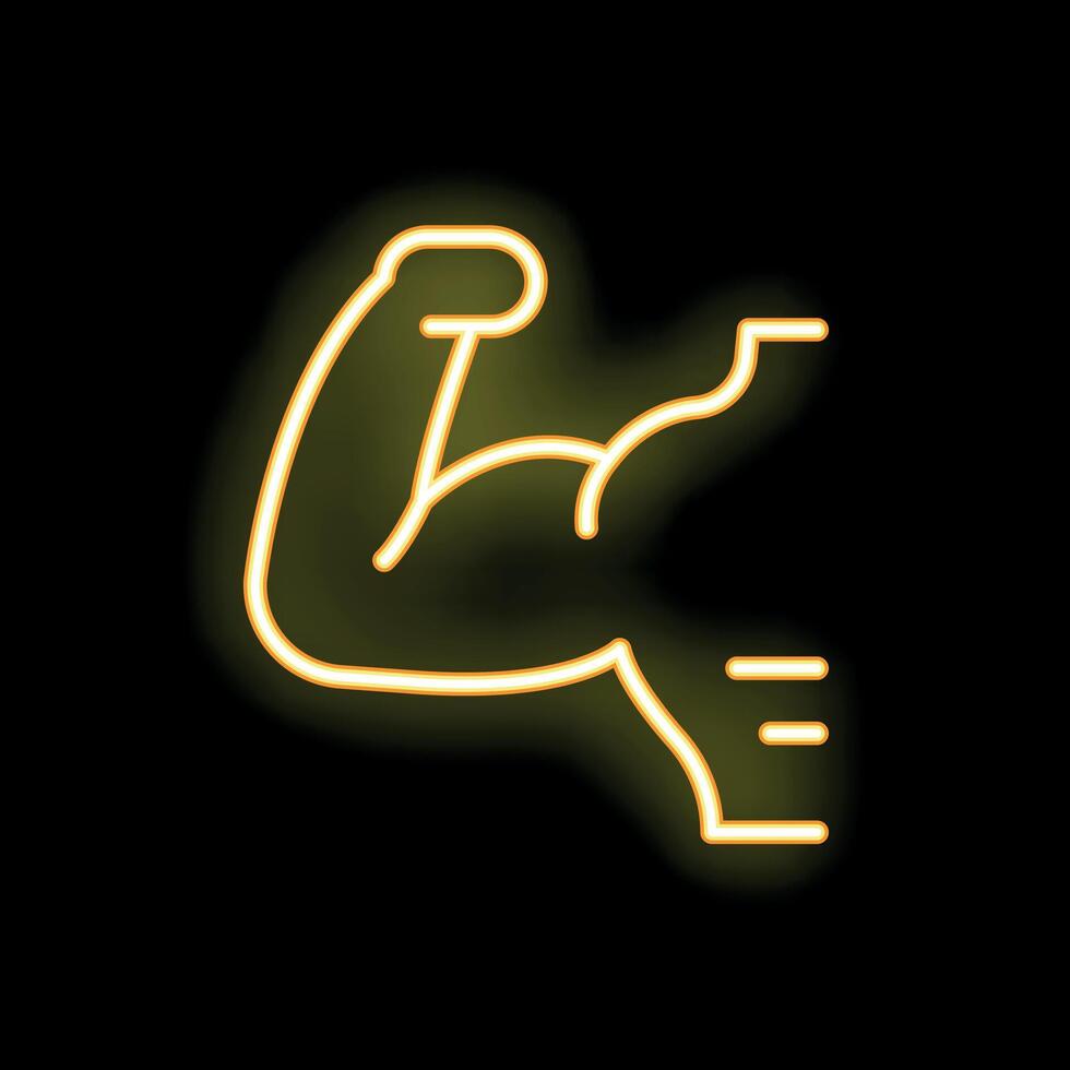 Neon sign of strong arm showing biceps flexing muscle vector