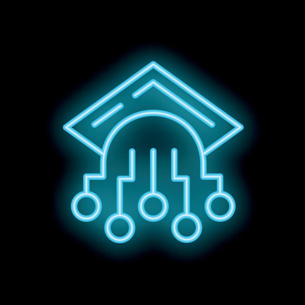Neon icon of graduation cap symbolizing ai education vector