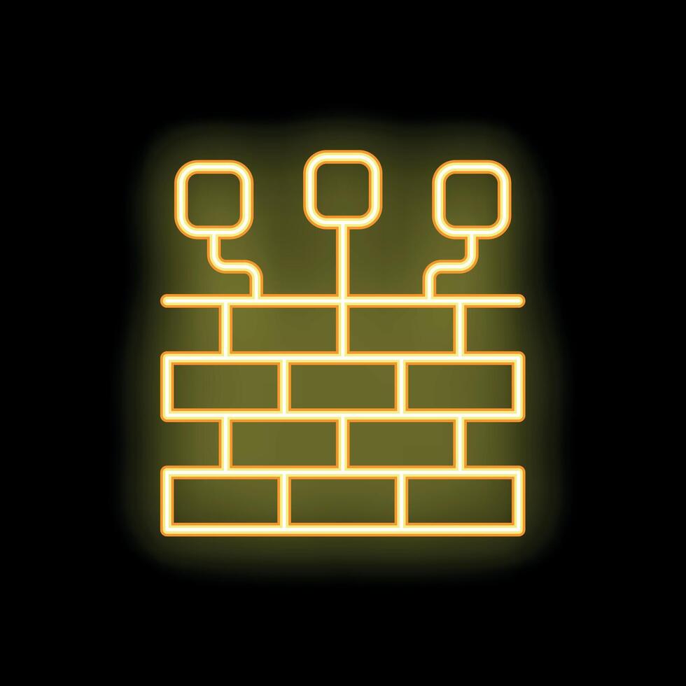 Neon yellow firewall protecting system with three sockets vector