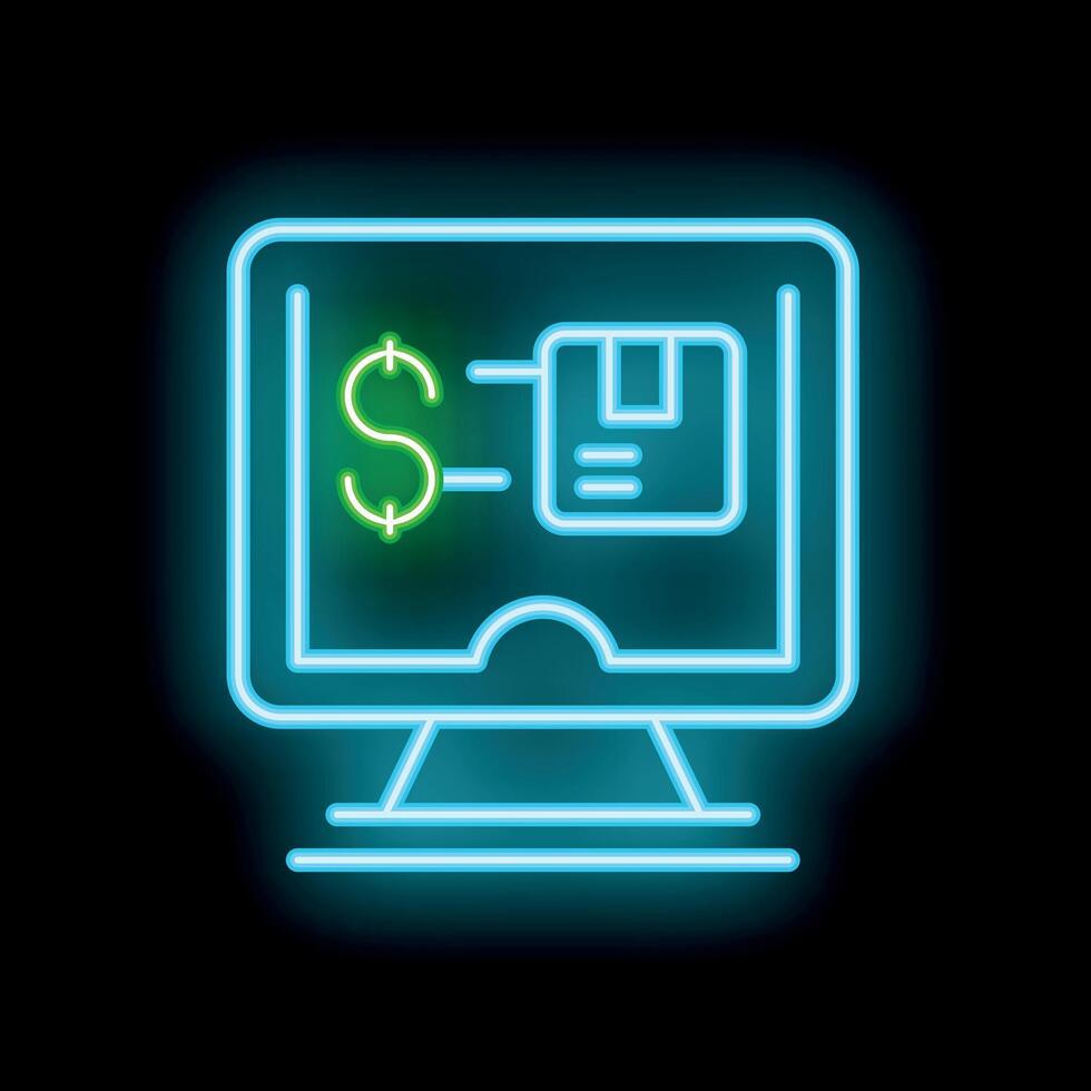 Neon sign representing online payment for delivery service vector