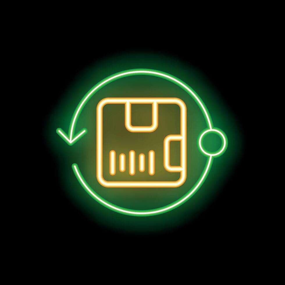 Neon green returning parcel tracking status with barcode label vector