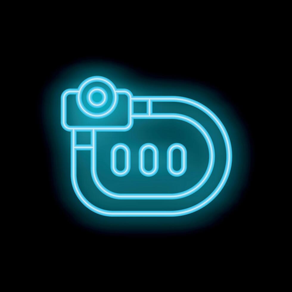Glowing neon icon of action camera capturing exciting moments vector