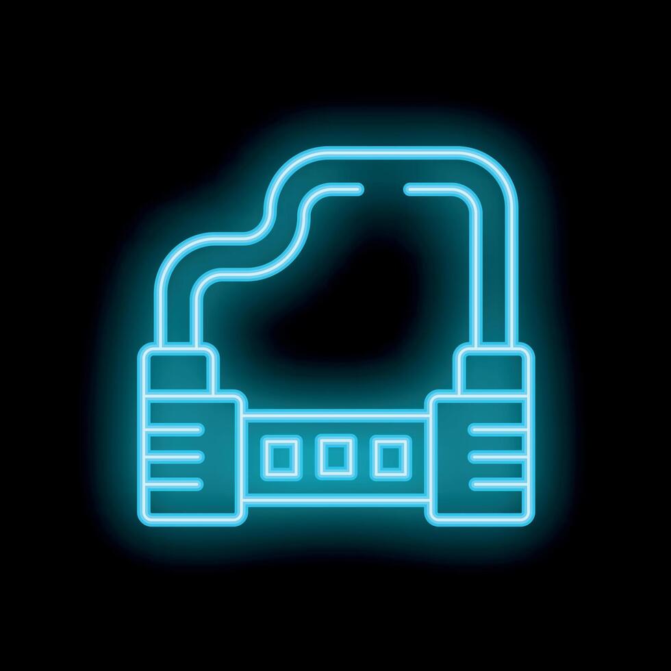 Neon chest expander glowing on dark background vector