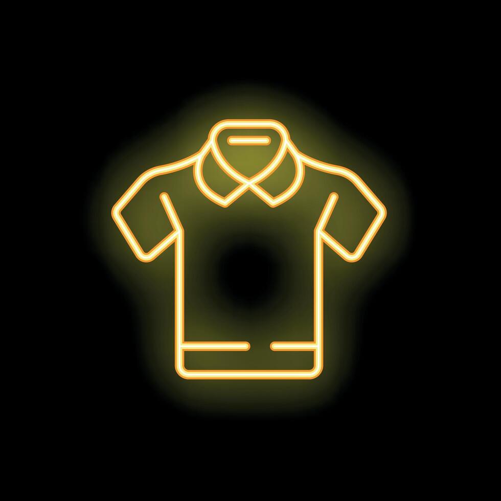 Neon yellow t shirt glowing on black background vector