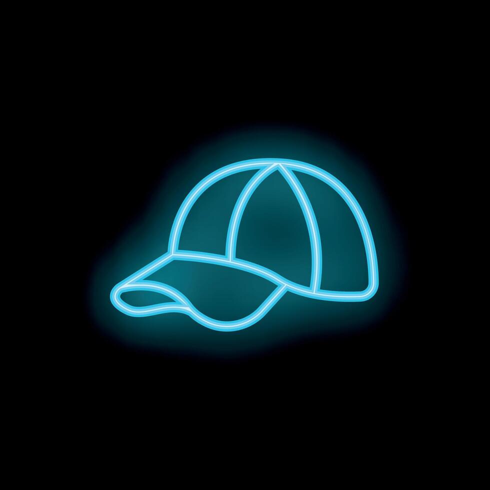 Neon style icon glowing baseball cap sign on black background vector