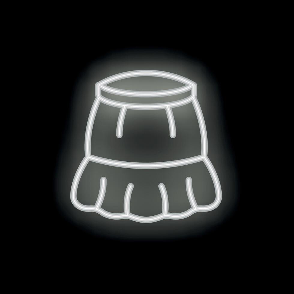 White neon skirt glowing on black background vector