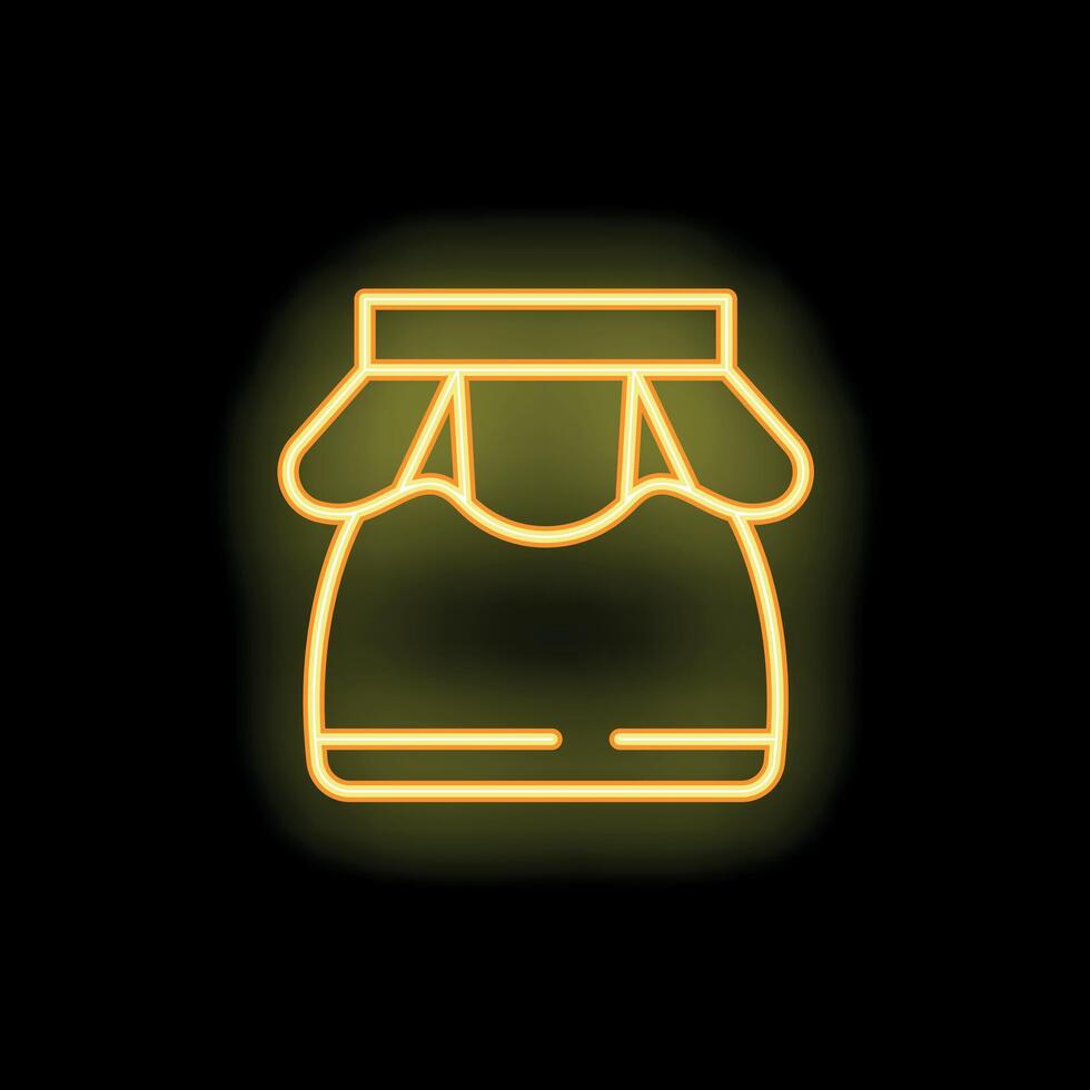 Glowing neon icon of shop store marketplace commerce business on black background vector