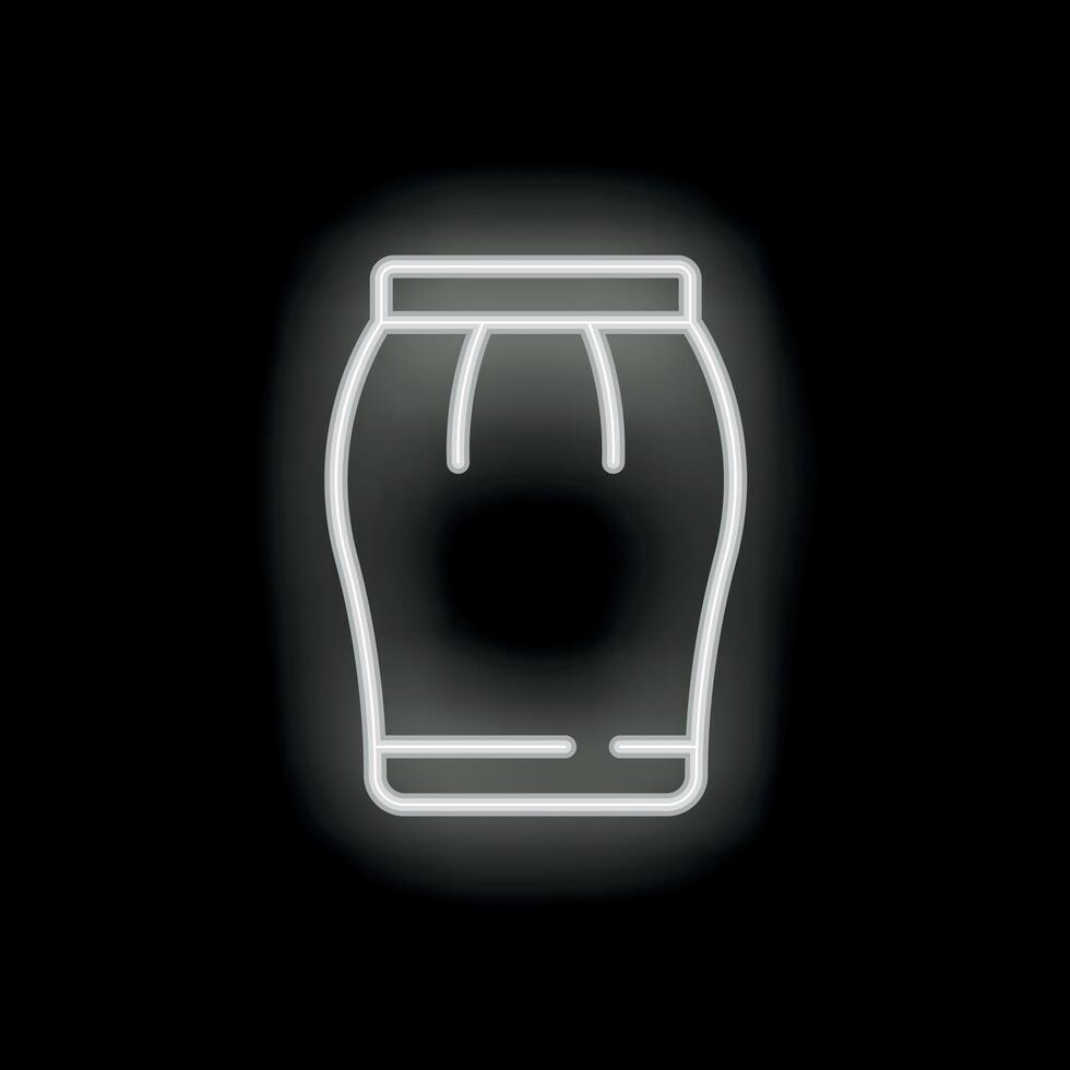 White neon sign of a skirt on a black background vector