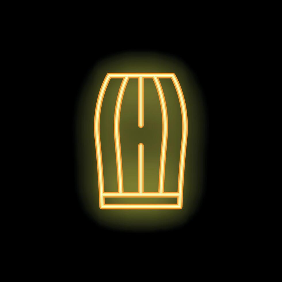 Bright yellow neon skirt glowing on black background vector