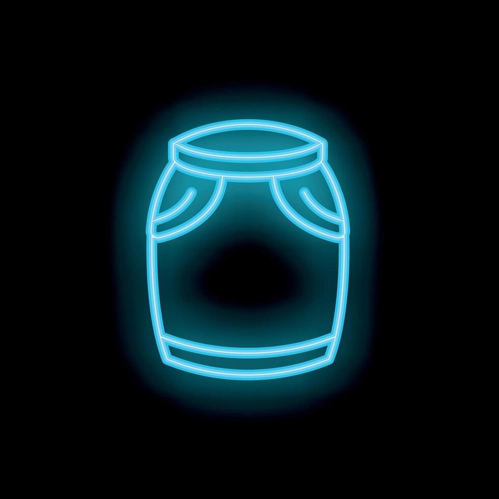 Blue neon sign showing a skirt on black background vector