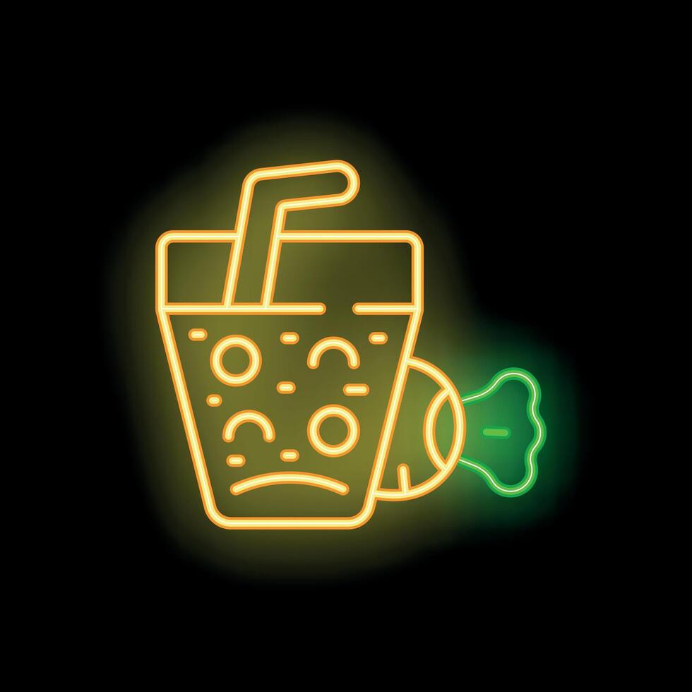 Neon sign of glass with detox water, lemon, and mint for refreshing summer cocktails vector