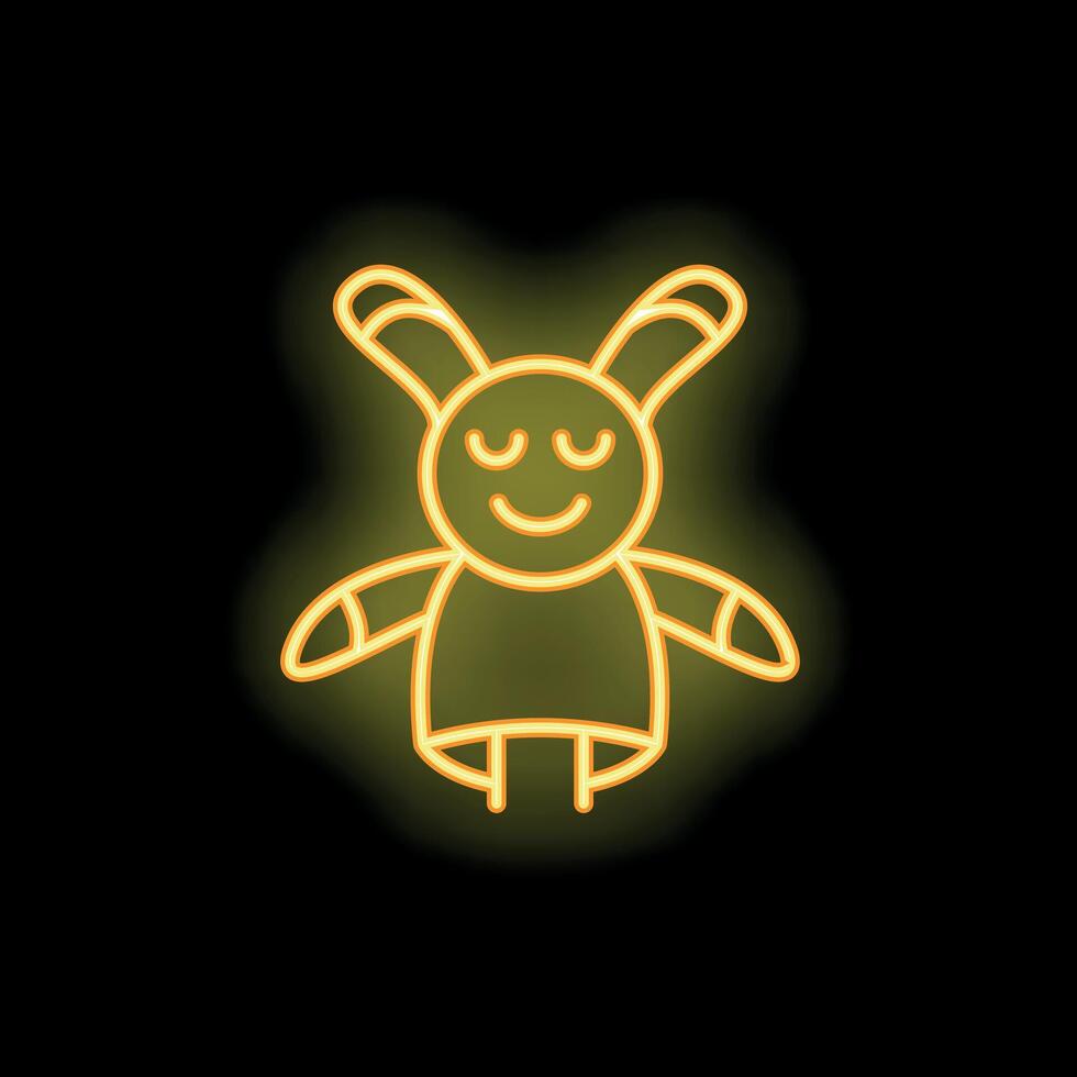 Yellow neon style alien character smiling and relaxing vector
