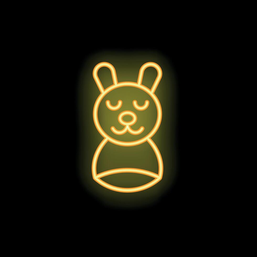 Neon yellow glowing bunny rabbit on black background vector