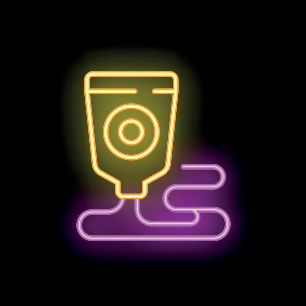 Neon icon of blood bag donating blood transfusion vector