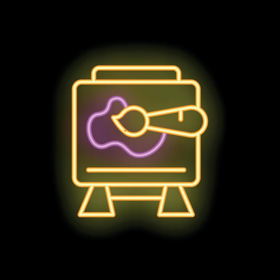 Neon sign representing painting on canvas with brush for art studio or art school vector