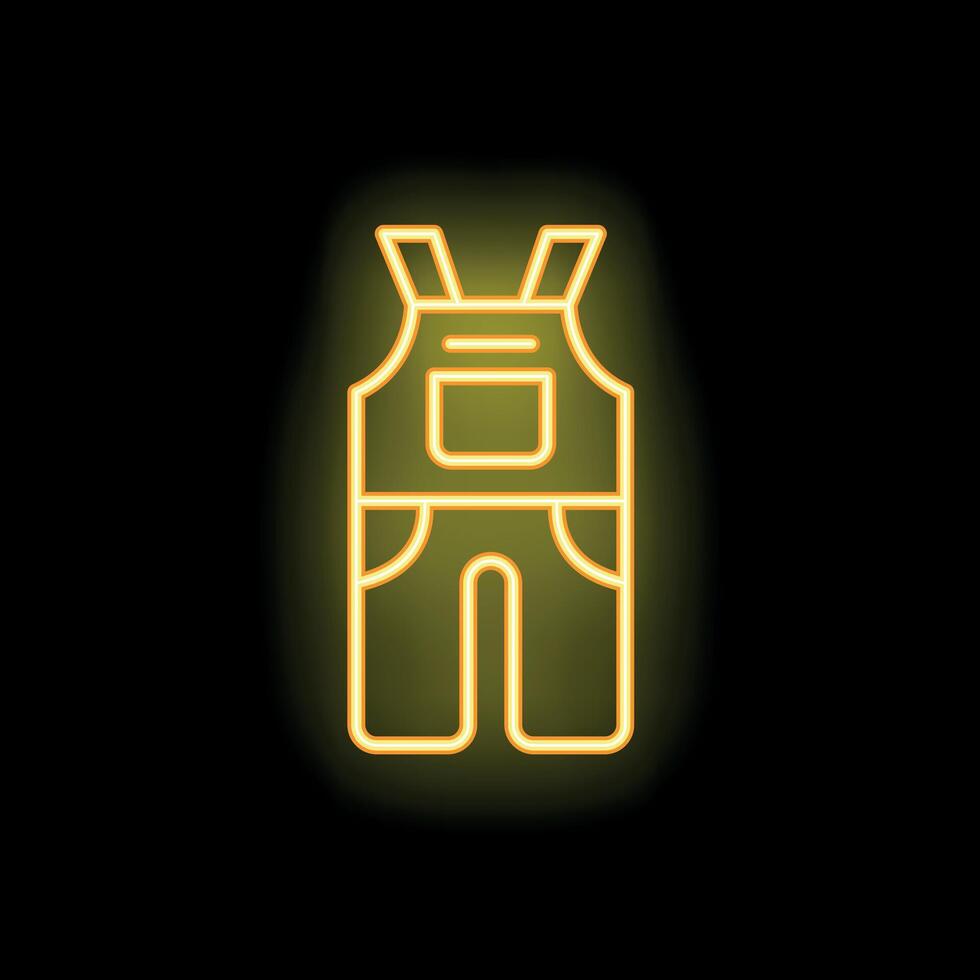Neon light glowing icon of overalls on black background vector