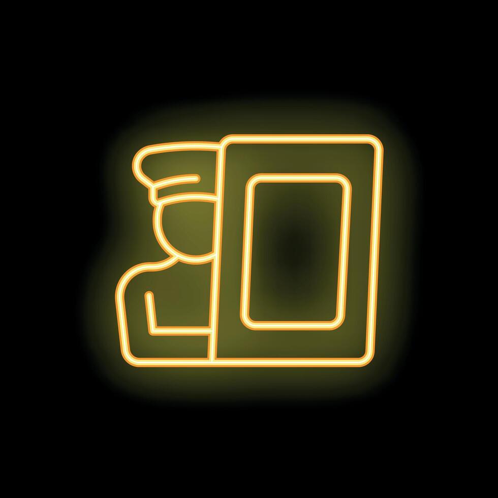 Neon security guard standing near metal detector gate vector