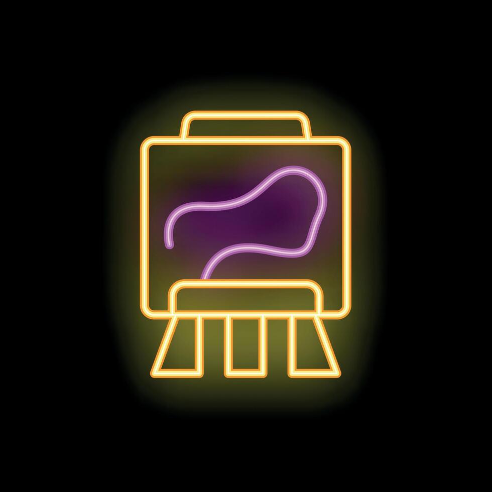 Neon sign showing public transportation train for commuters vector