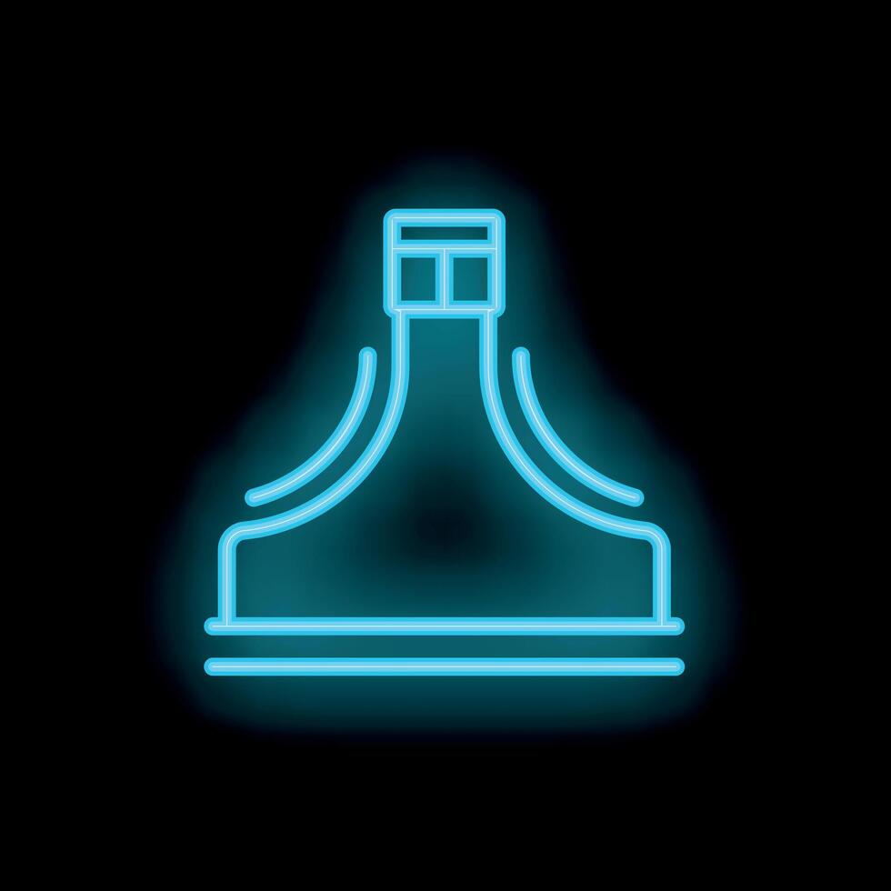Bright blue neon sign showing a bottle of liquor on a black background vector