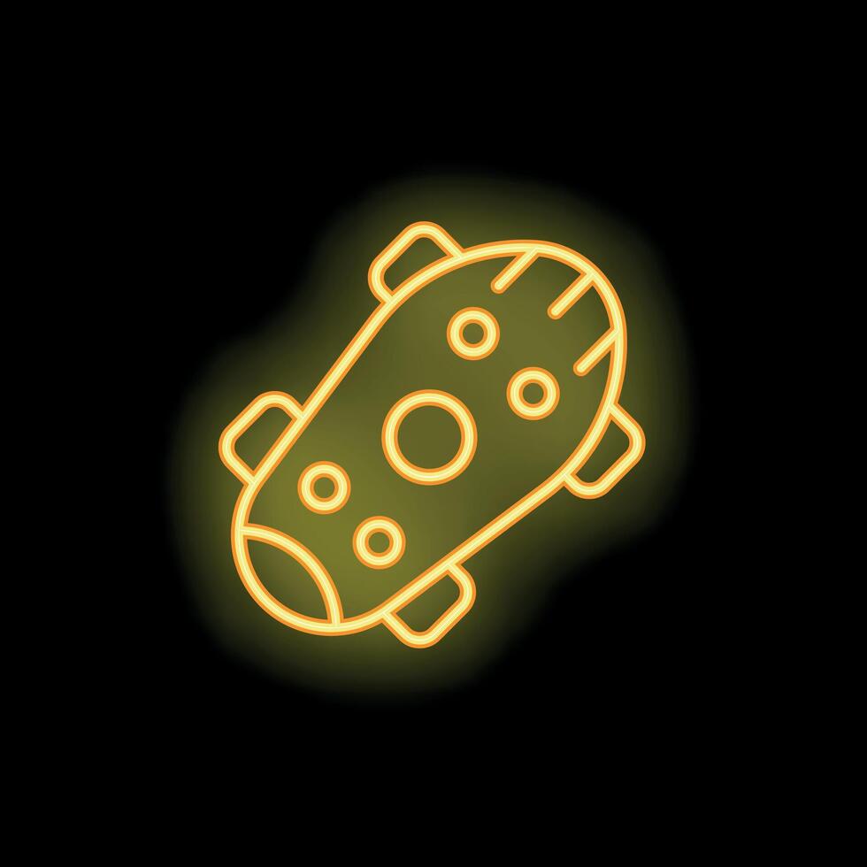 Neon submarine glowing on black background vector