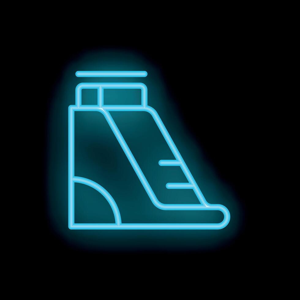 Neon sign representing a children's slide on a black background vector