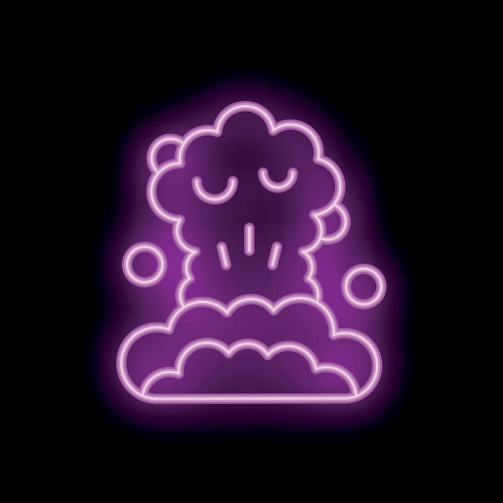 Neon purple explosion cloud glowing on black background vector