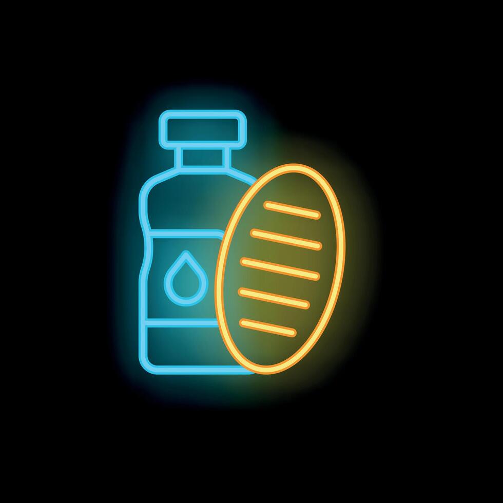 Neon sign of water bottle and bread representing basic needs vector
