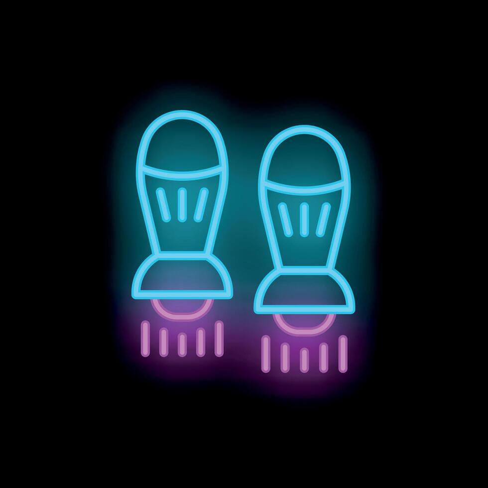 Neon sign of futuristic shoes with jet engine for fast speed flying vector