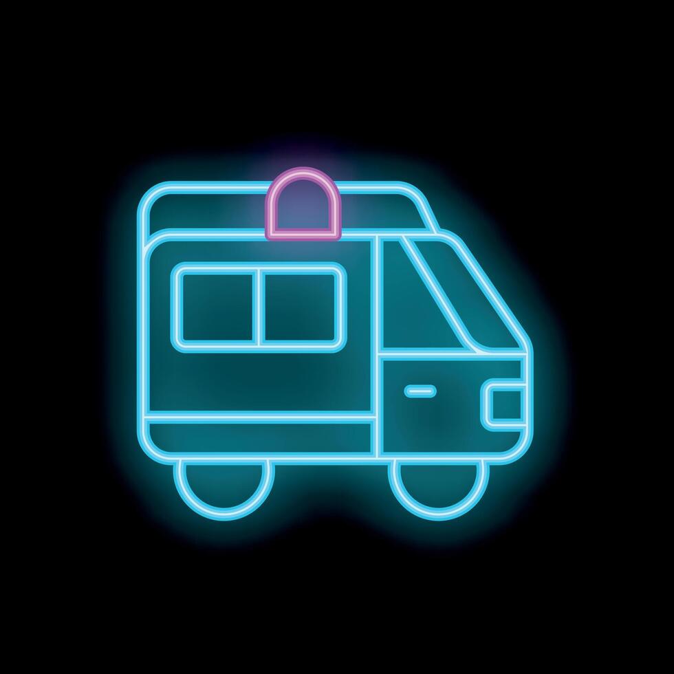 Neon ambulance sign showing emergency medical transportation concept vector