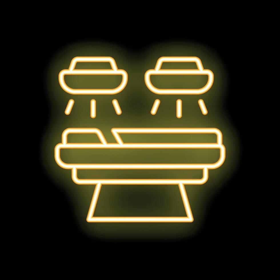 Neon icon of surgical lights shining on operating table vector