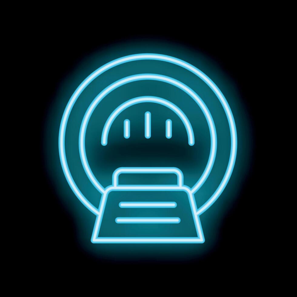 Neon icon of magnetic resonance imaging machine scanning patient vector