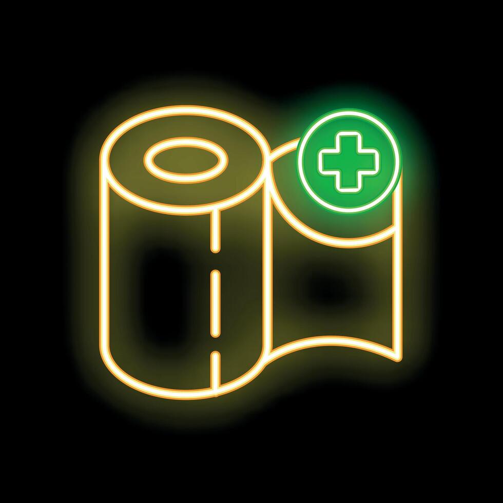 Glowing neon line toilet paper roll icon isolated on black background vector