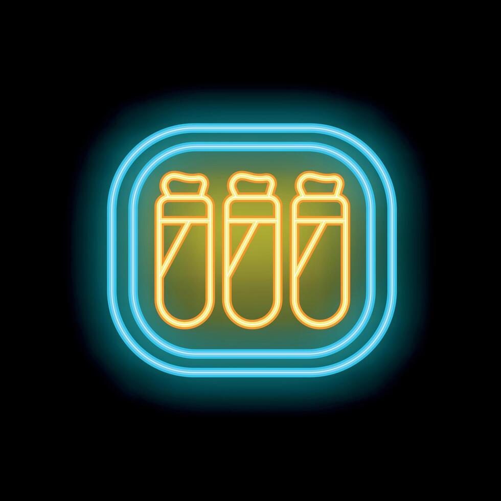 Neon icon of three test tubes representing medical analysis vector