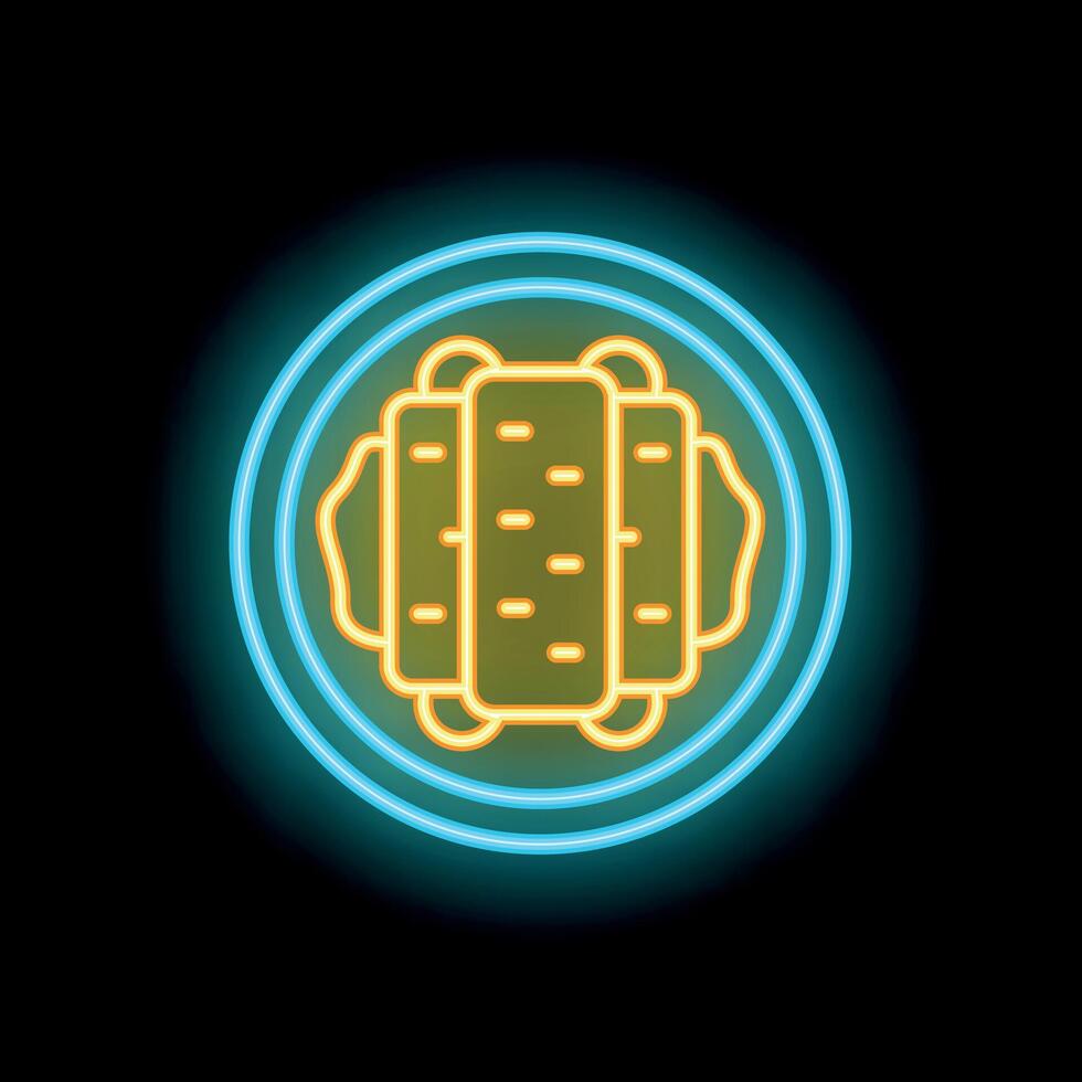 Neon sign showing plate with three burritos mexican food concept vector