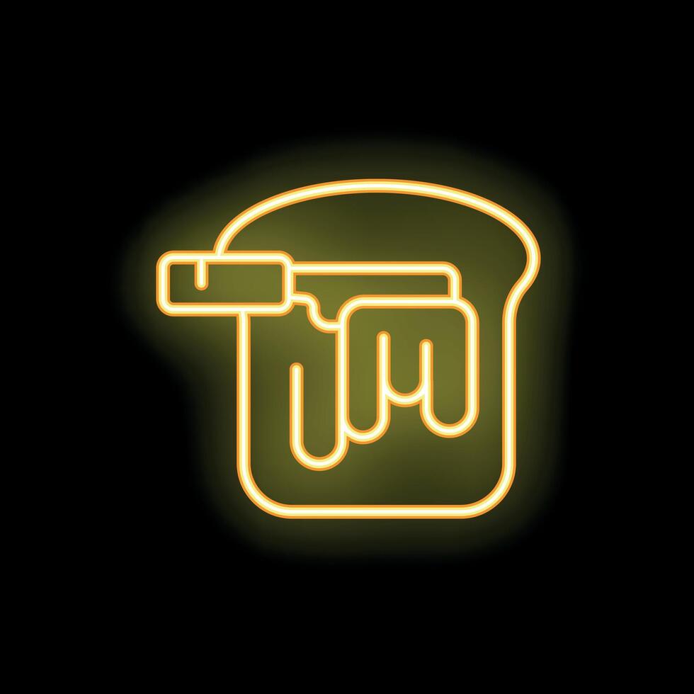 Neon sign of a knife spreading jam on toast for breakfast vector