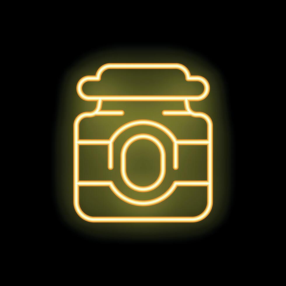 Neon yellow jam jar glowing on black background vector