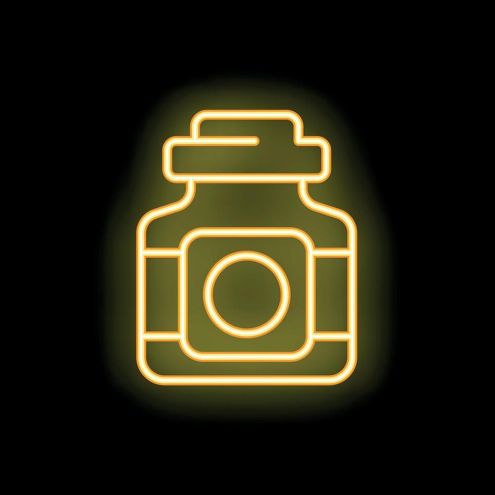 Neon sign of a medical jar glowing on a black background vector