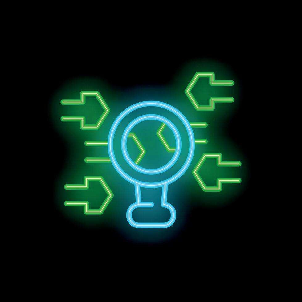 Neon icon of global data transfer showing internet traffic vector