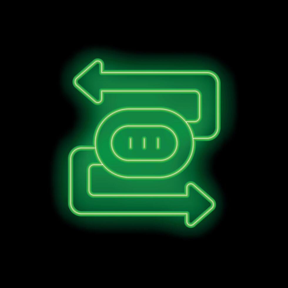 Neon green switch turning on and off with arrows pointing in opposite directions vector