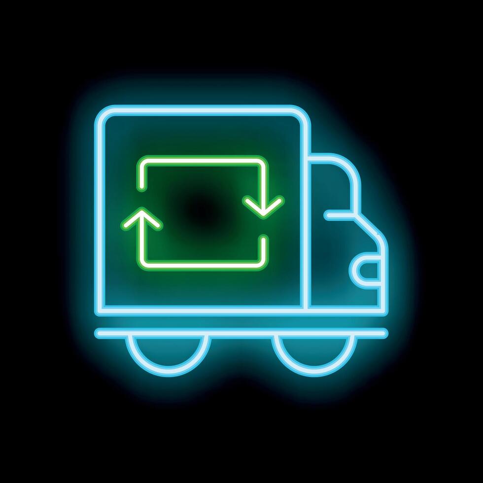 Neon sign of a delivery truck symbolizing fast delivery service vector