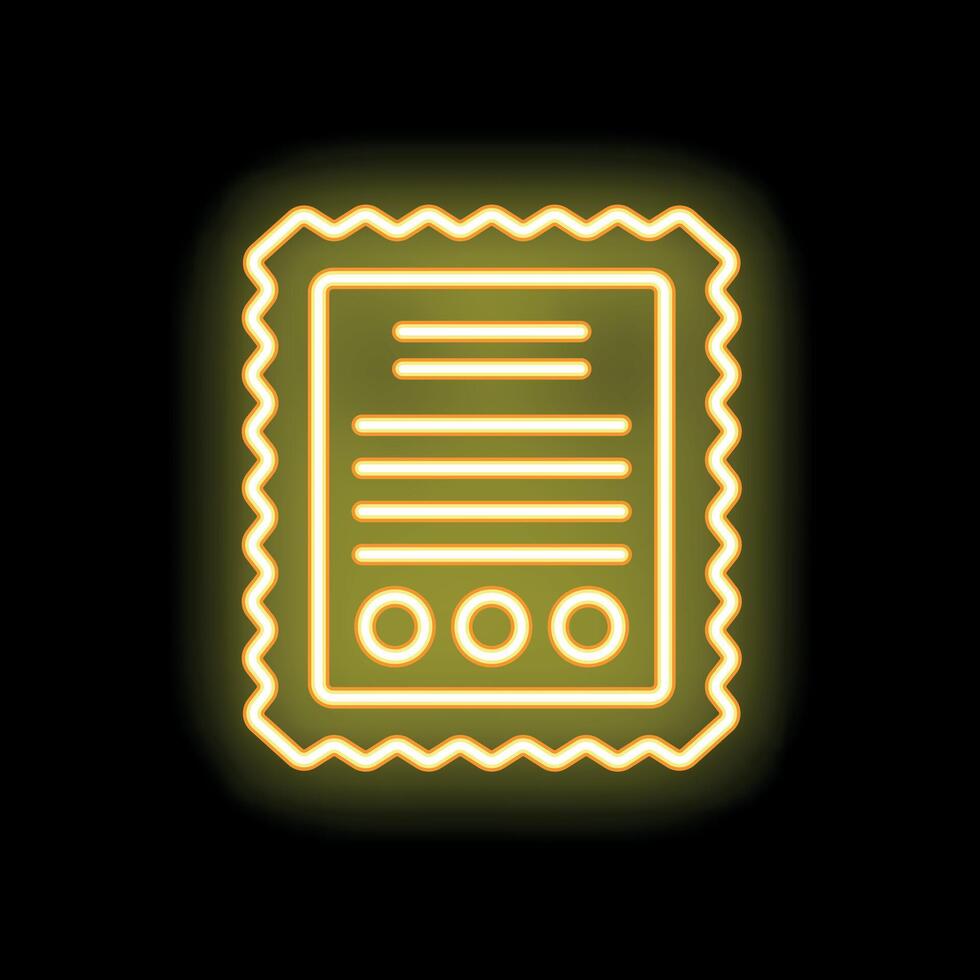 Neon yellow ticket icon glowing on black background vector