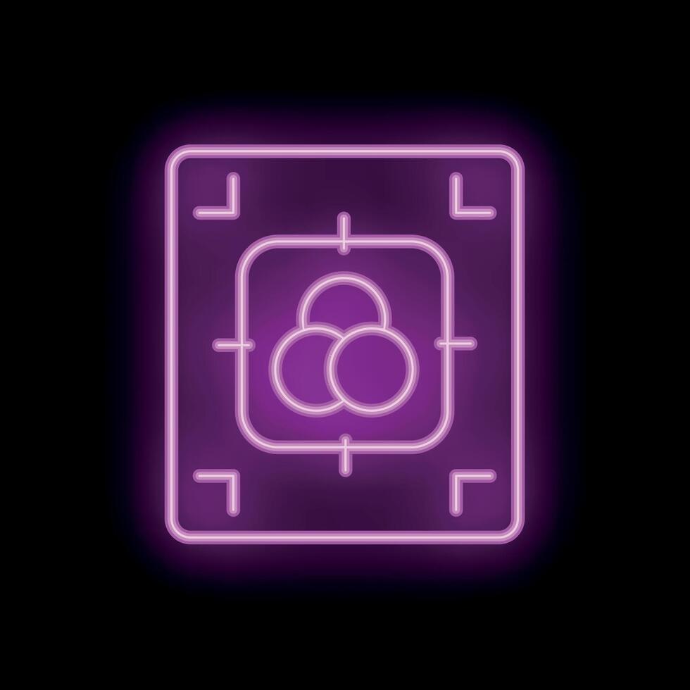 Neon icon of color calibration displaying rgb color model vector