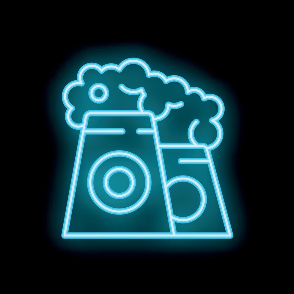 Neon style icon of industrial factory emitting pollution vector