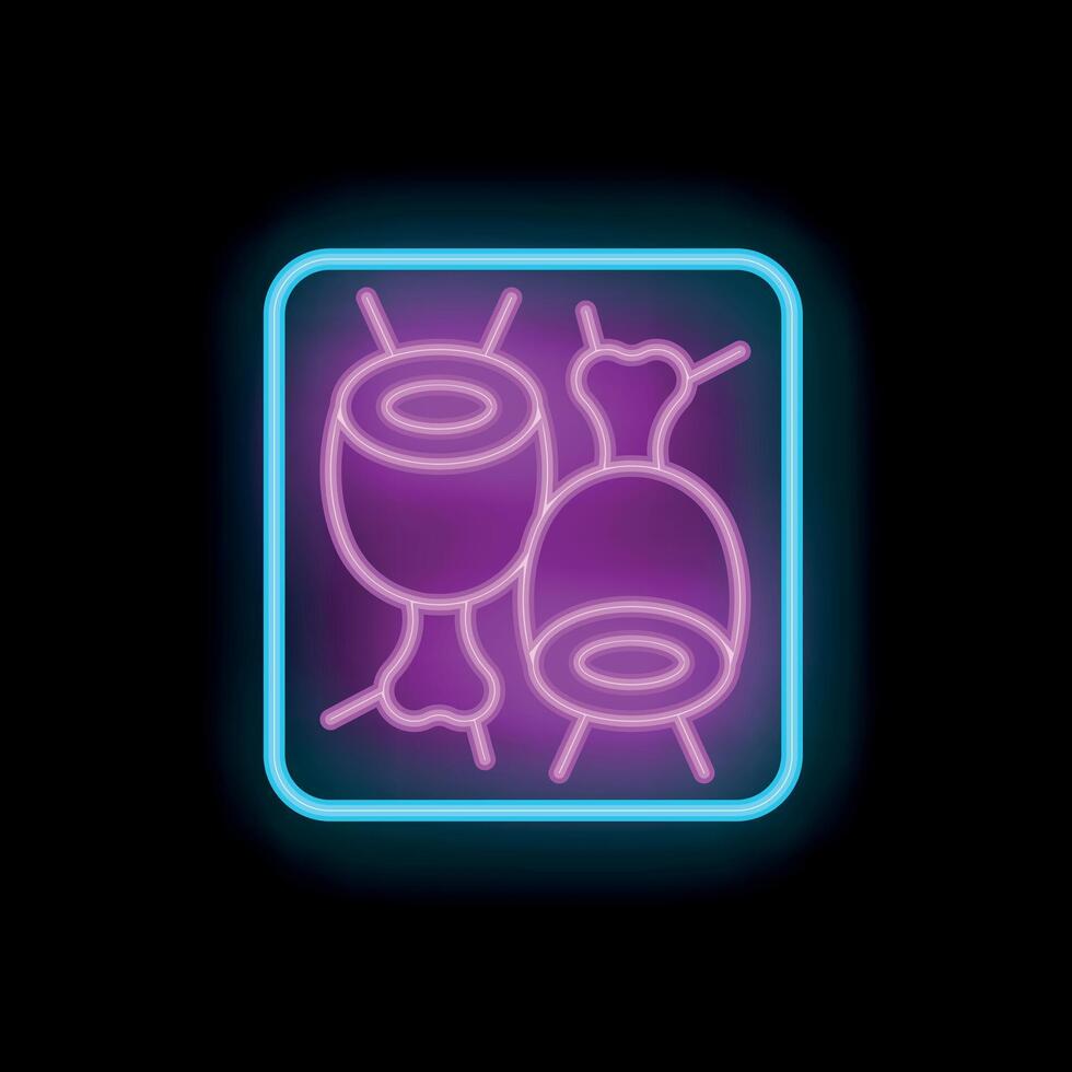 Neon sign showing chicken drumsticks in a styrofoam container vector