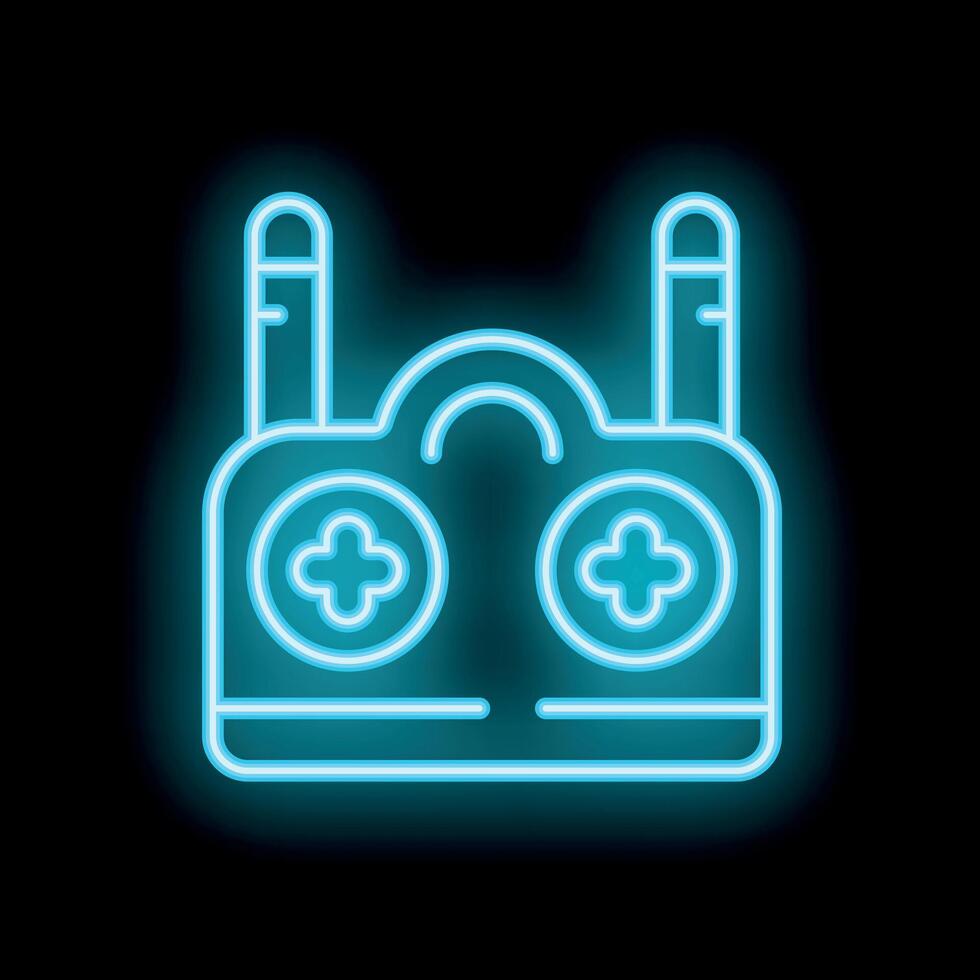 Neon icon of a remote control glowing on black background vector