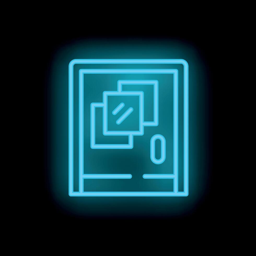 Neon icon of smartphone showing gallery with image editing software open vector
